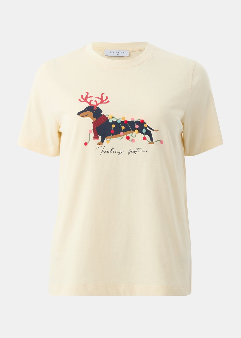Cream Christmas Dog Top