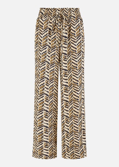 Yumi Brown Animal Print Relaxed Fit Trousers