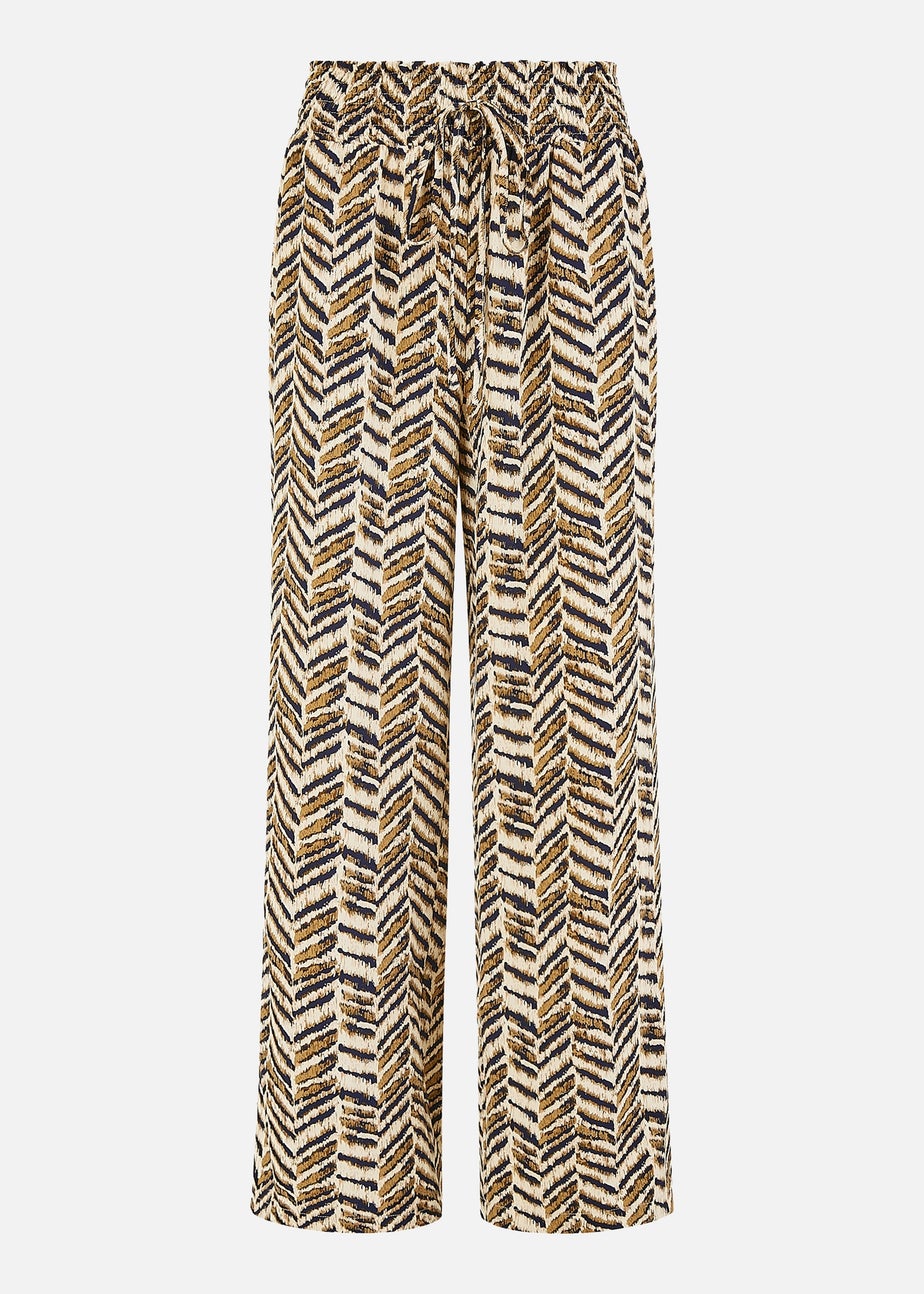 Yumi Brown Animal Print Relaxed Fit Trousers
