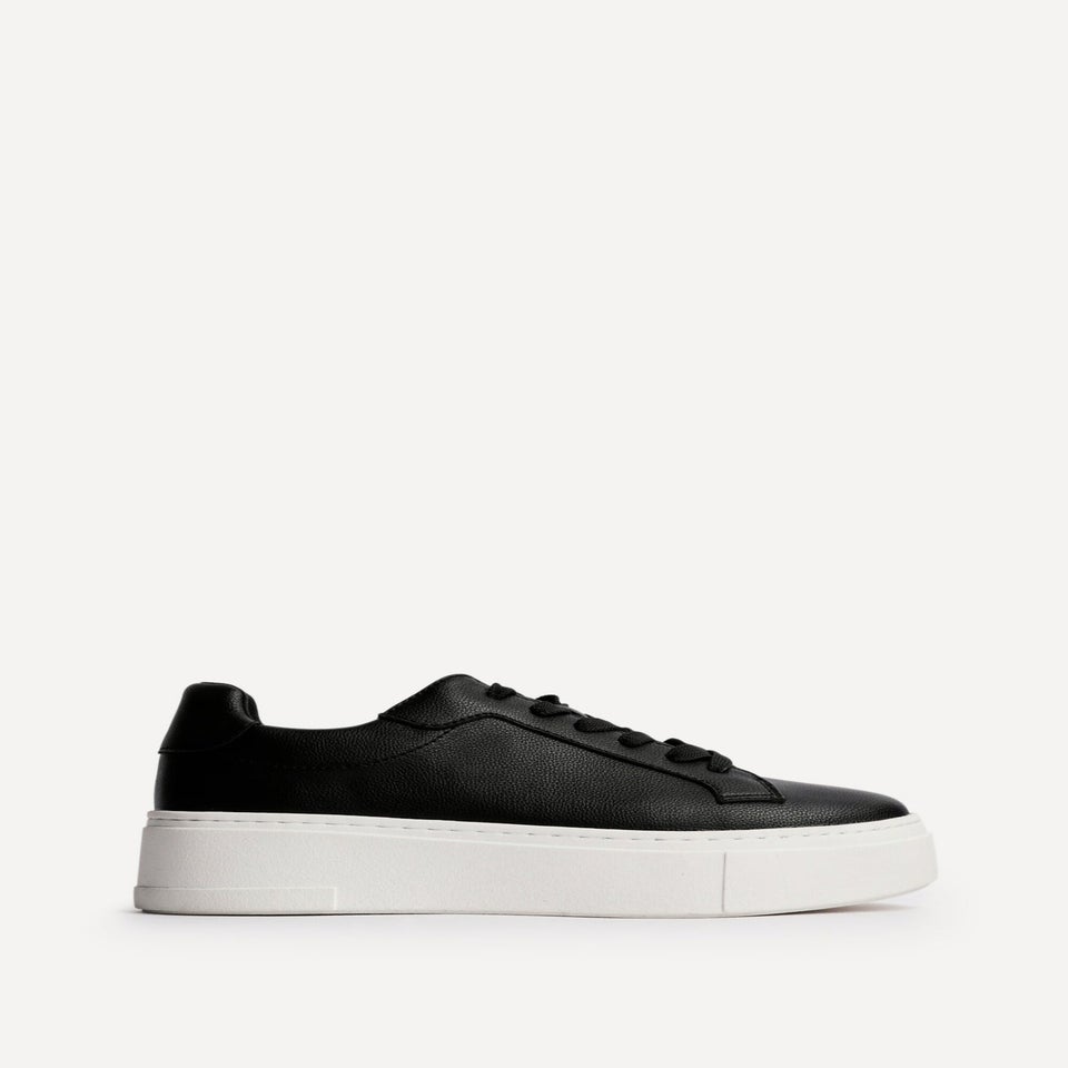 Linzi Jersey Black Faux Leather Lace Up Flatform Trainers