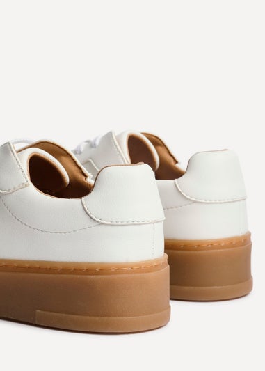Linzi Blanca White Faux Leather Lace-Up Flatform Trainers