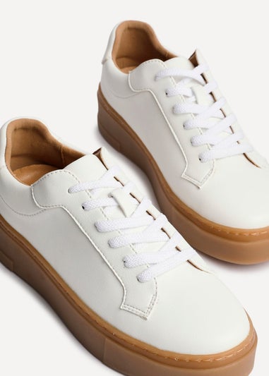 Linzi Blanca White Faux Leather Lace-Up Flatform Trainers