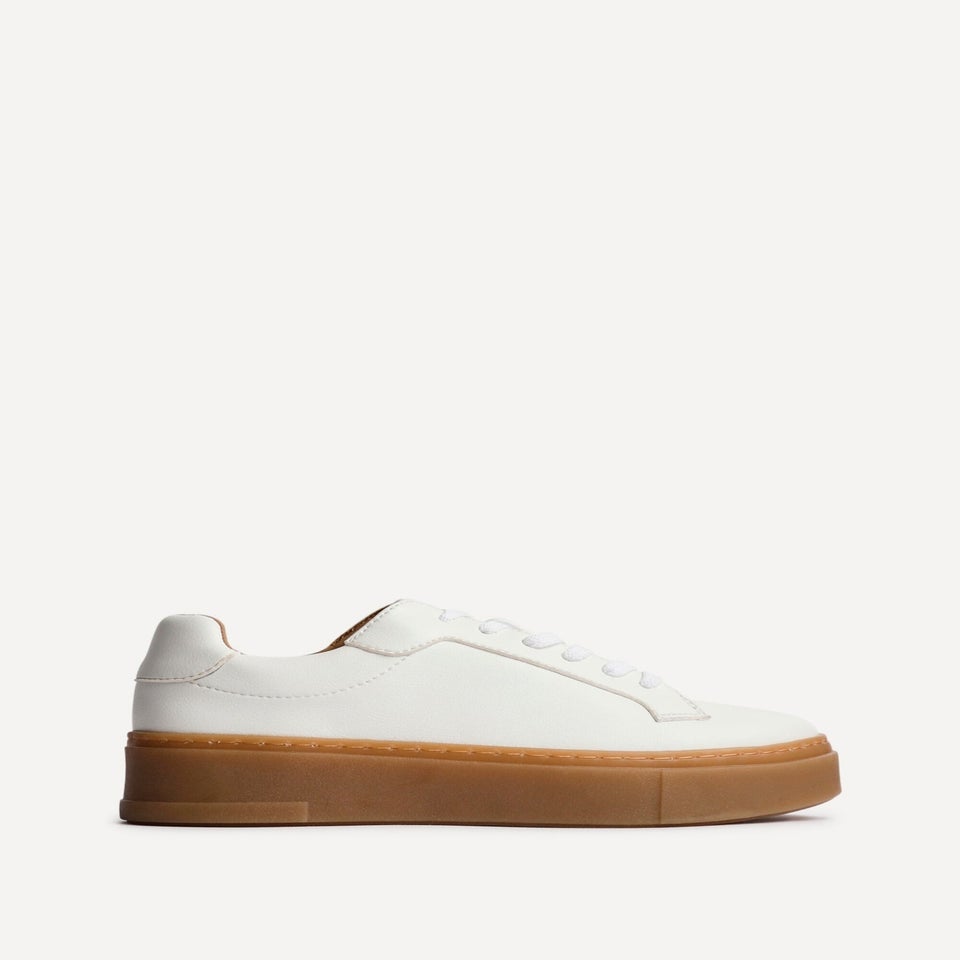 Linzi Blanca White Faux Leather Lace-Up Flatform Trainers