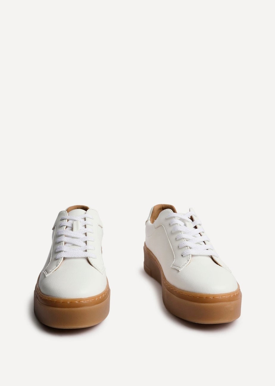 Linzi Blanca White Faux Leather Lace-Up Flatform Trainers