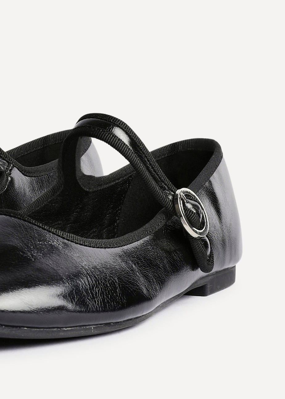 Linzi Graceful Black Faux Leather Ballet Pumps