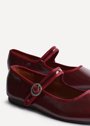 Linzi Graceful Burgundy Faux Leather Ballet Pumps