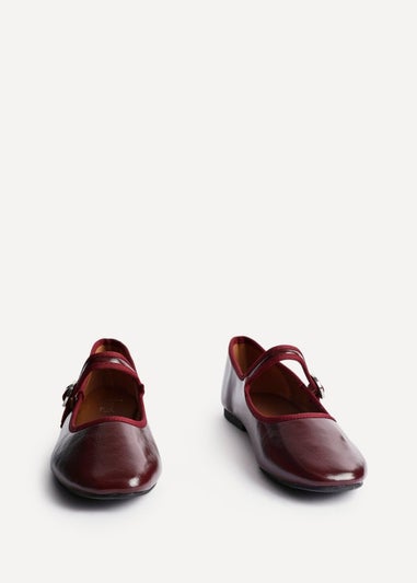 Linzi Graceful Burgundy Faux Leather Ballet Pumps