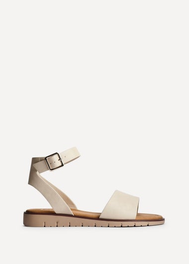 Linzi Denia Wide Fit Nude Faux Leather Footbed Two Part Sandal