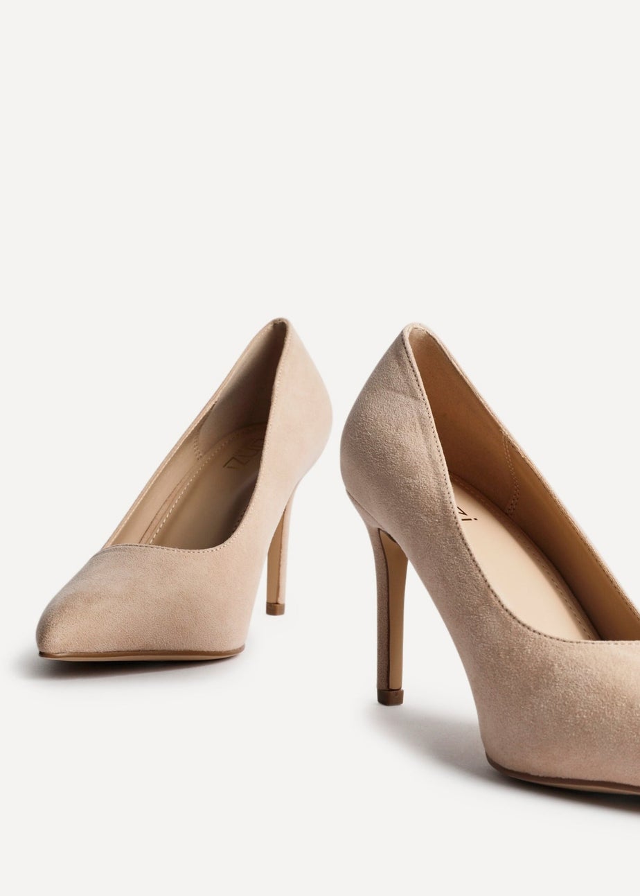 Linzi Martina Wide Fit Nude Faux Suede Classic Court Heel
