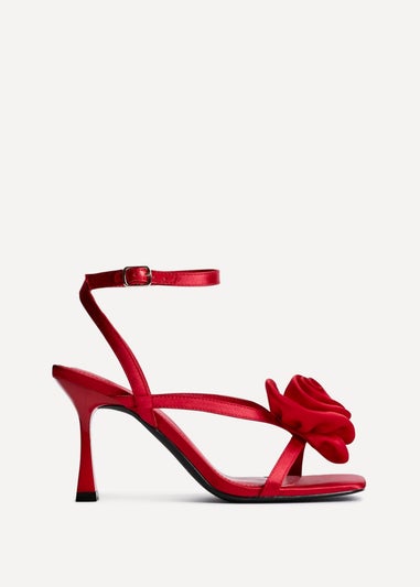 Linzi Valentine Red Satin Stiletto Heeled Sandals