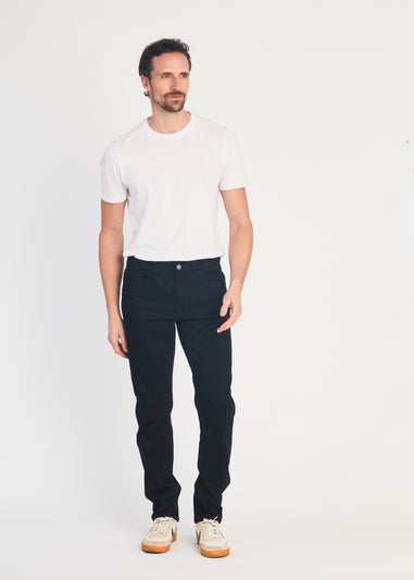 French Connection Black Cotton Five-Pocket Chino Trousers