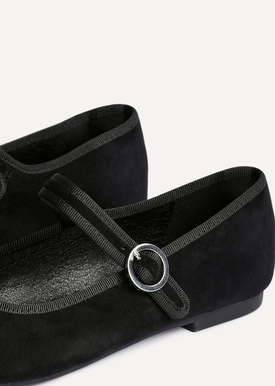 Linzi Graceful Black Faux Suede Ballet Pumps