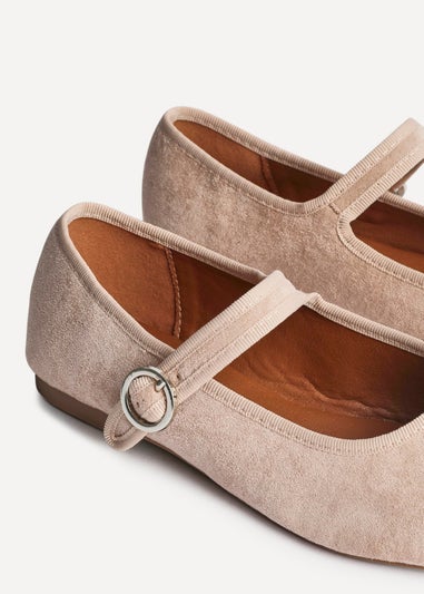 Linzi Graceful Nude Faux Suede Ballet Pumps