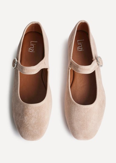 Linzi Graceful Nude Faux Suede Ballet Pumps
