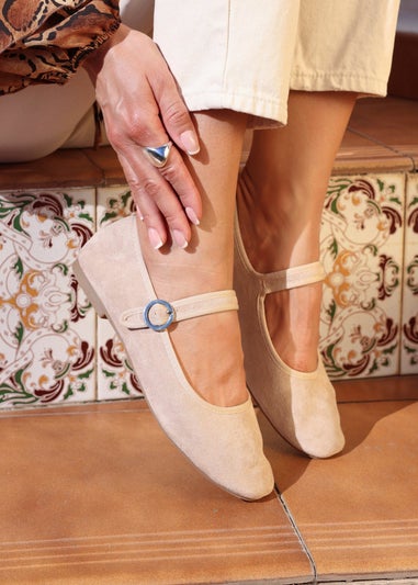 Linzi Graceful Nude Faux Suede Ballet Pumps