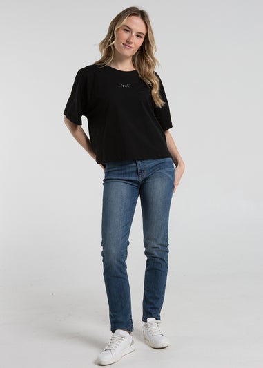 French Connection Black Cotton Crew Neck Boxy Fit T-Shirts 2 Pack