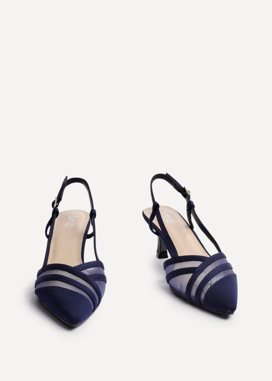 Linzi Milan Navy Scuba Mesh Slingback Court Heel