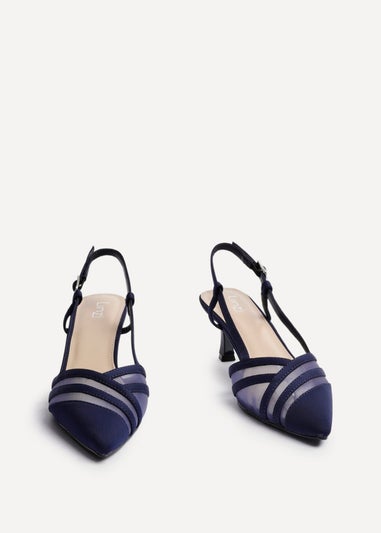 Linzi Milan Navy Scuba Mesh Slingback Court Heel