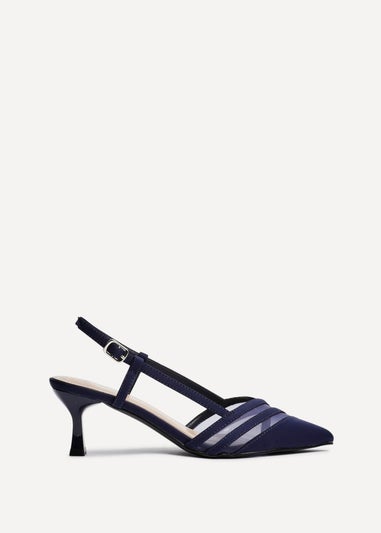 Linzi Milan Navy Scuba Mesh Slingback Court Heel