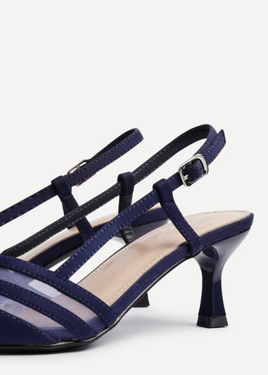 Linzi Milan Navy Scuba Mesh Slingback Court Heel