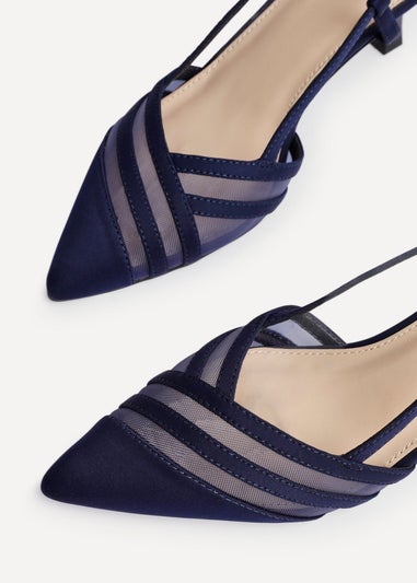 Linzi Milan Navy Scuba Mesh Slingback Court Heel