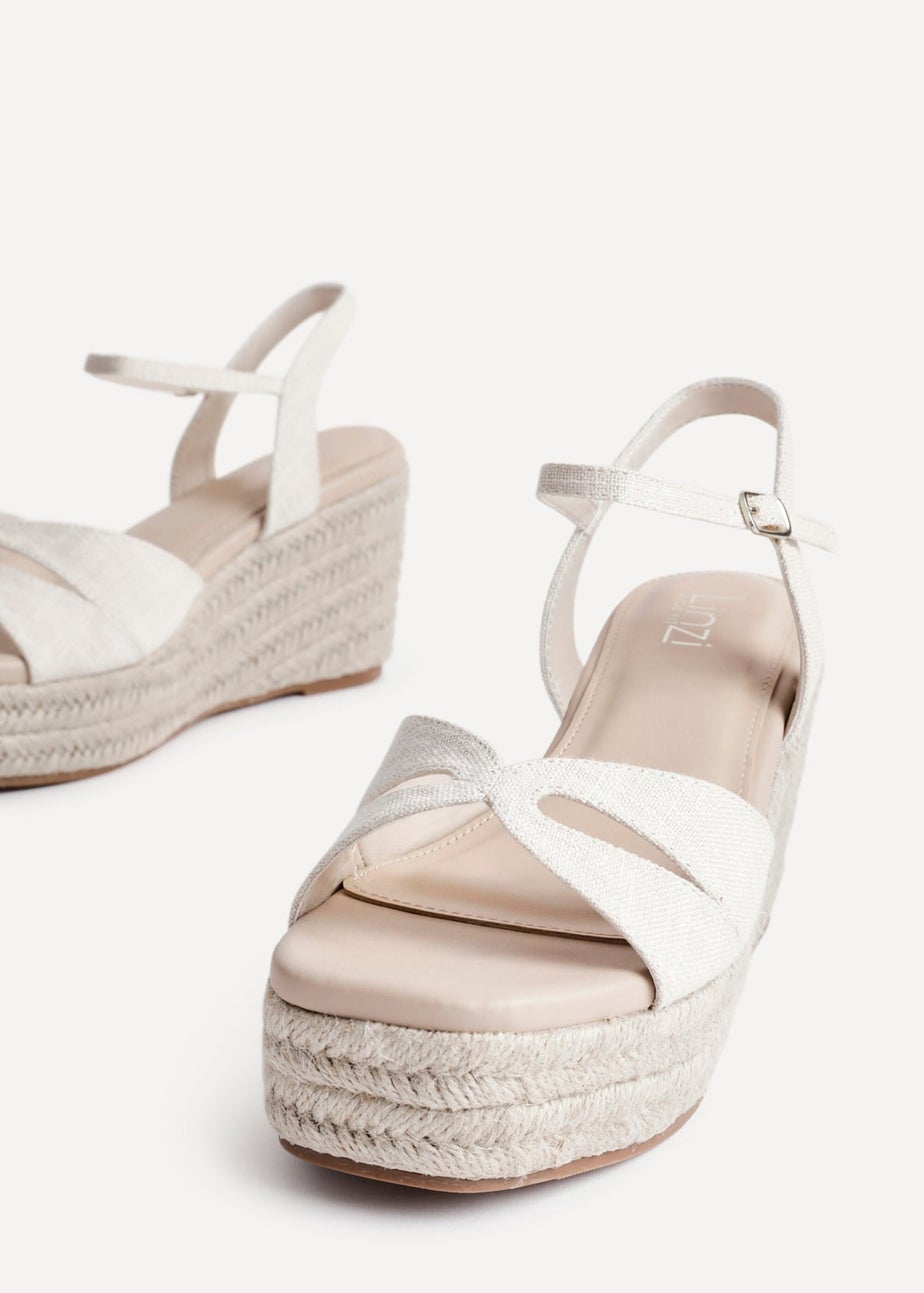 Linzi Sian Wide Fit Nude Canvas Linked Design Wedges