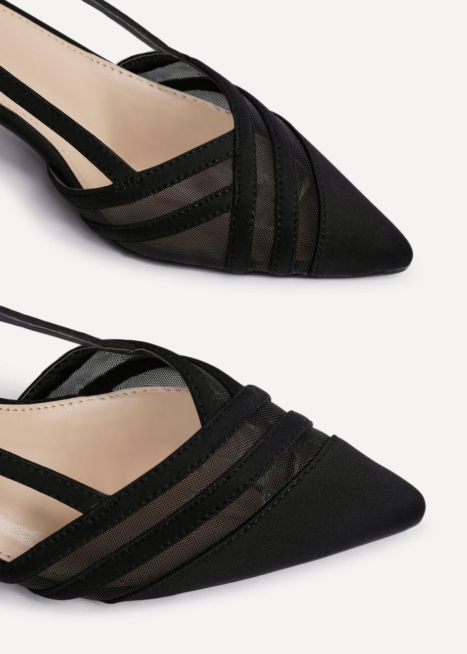 Linzi Milan Black Scuba Mesh Slingback Court Heels