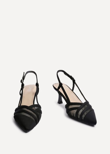 Linzi Milan Black Scuba Mesh Slingback Court Heels