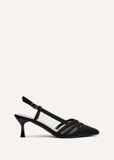 Linzi Milan Black Scuba Mesh Slingback Court Heels