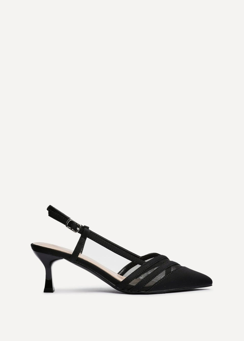 Linzi Milan Black Scuba Mesh Slingback Court Heels