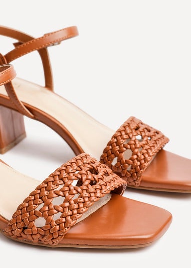 Linzi Ruthie Tan Faux Leather Plaited Heels