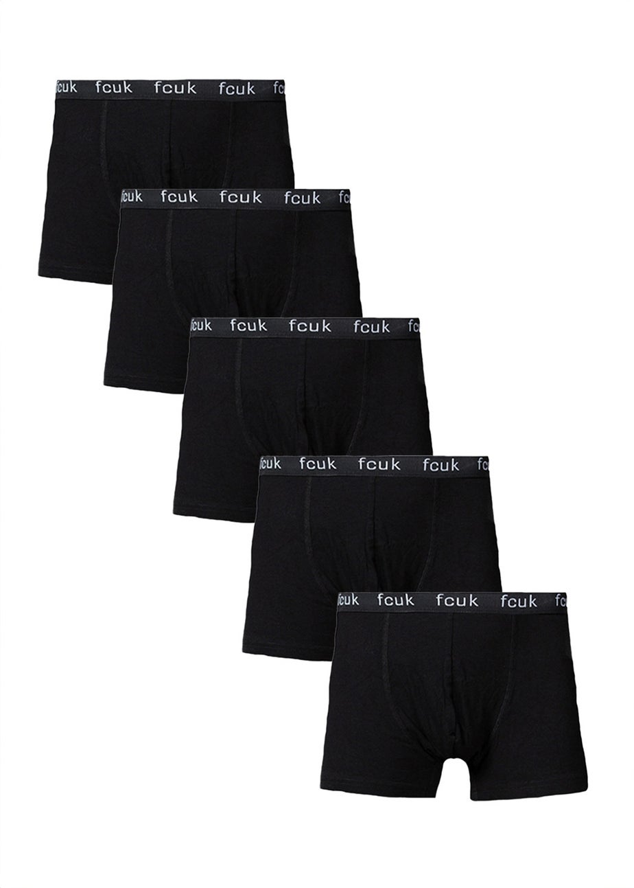 French Connection Black Cotton Stretch Boxers 5 Pack