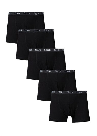 French Connection Black Cotton Stretch Boxers 5 Pack