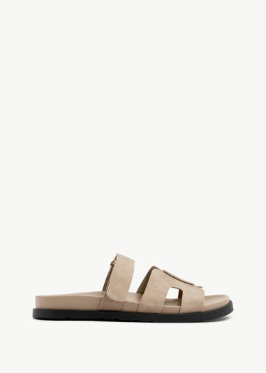 Linzi Emmy Taupe Faux Nubuck Footbed Linked Design Sandal