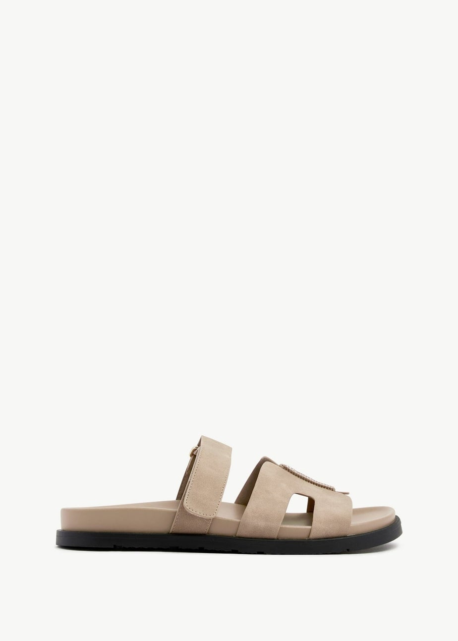 Linzi Emmy Taupe Faux Nubuck Footbed Linked Design Sandal