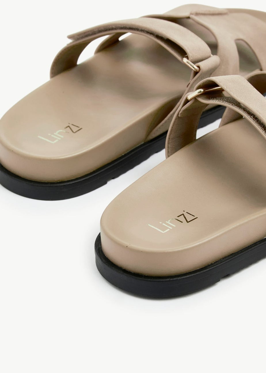 Linzi Emmy Taupe Faux Nubuck Footbed Linked Design Sandal