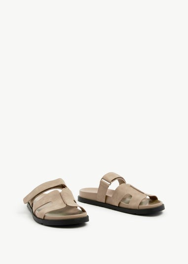 Linzi Emmy Taupe Faux Nubuck Footbed Linked Design Sandal
