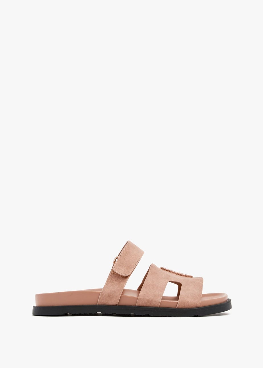 Linzi Emmy Dusky Pink Faux Nubuck Footbed Linked Design Sandal
