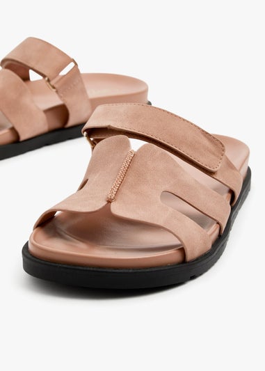 Linzi Emmy Dusky Pink Faux Nubuck Footbed Linked Design Sandal