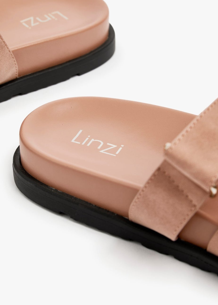 Linzi Emmy Dusky Pink Faux Nubuck Footbed Linked Design Sandal