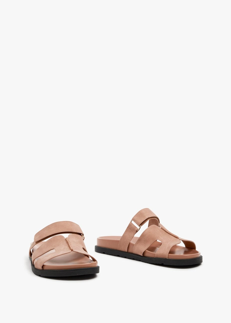 Linzi Emmy Dusky Pink Faux Nubuck Footbed Linked Design Sandal