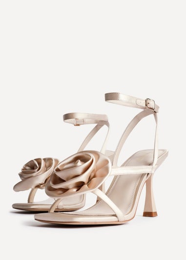 Linzi Valentine Champagne Satin Stiletto Heeled Sandals