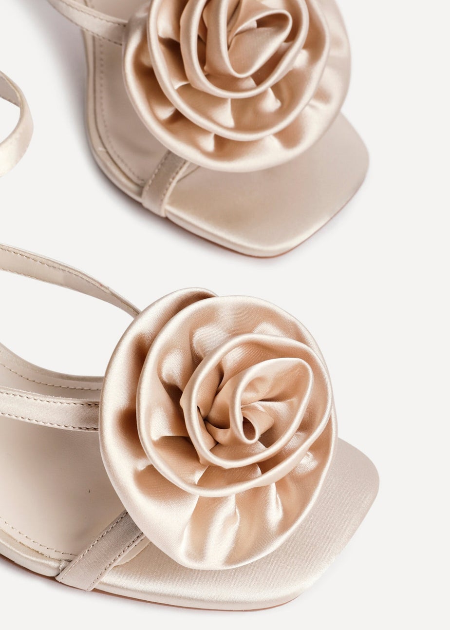 Linzi Valentine Champagne Satin Stiletto Heeled Sandals