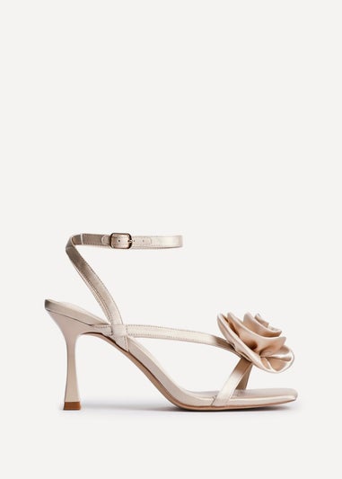 Linzi Valentine Champagne Satin Stiletto Heeled Sandals