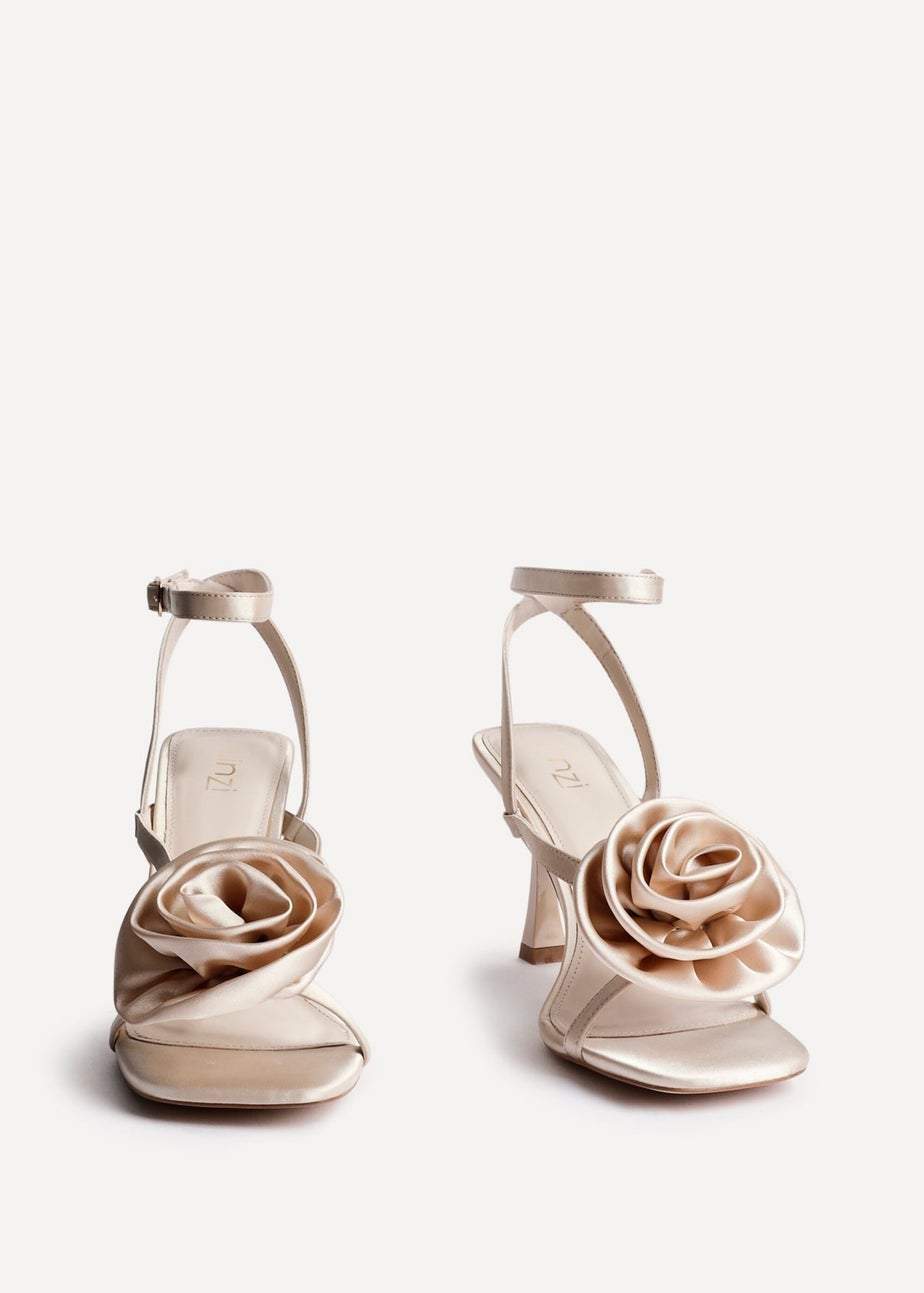 Linzi Valentine Champagne Satin Stiletto Heeled Sandals