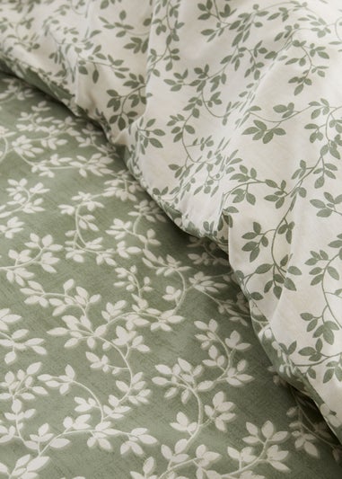 Bianca Fine Linens Shadow Leaves 200 Thread Count Cotton Reversible Duvet Cover Set