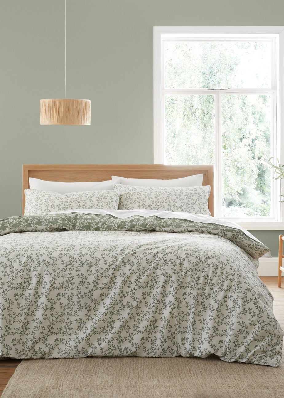 Bianca Fine Linens Shadow Leaves 200 Thread Count Cotton Reversible Duvet Cover Set