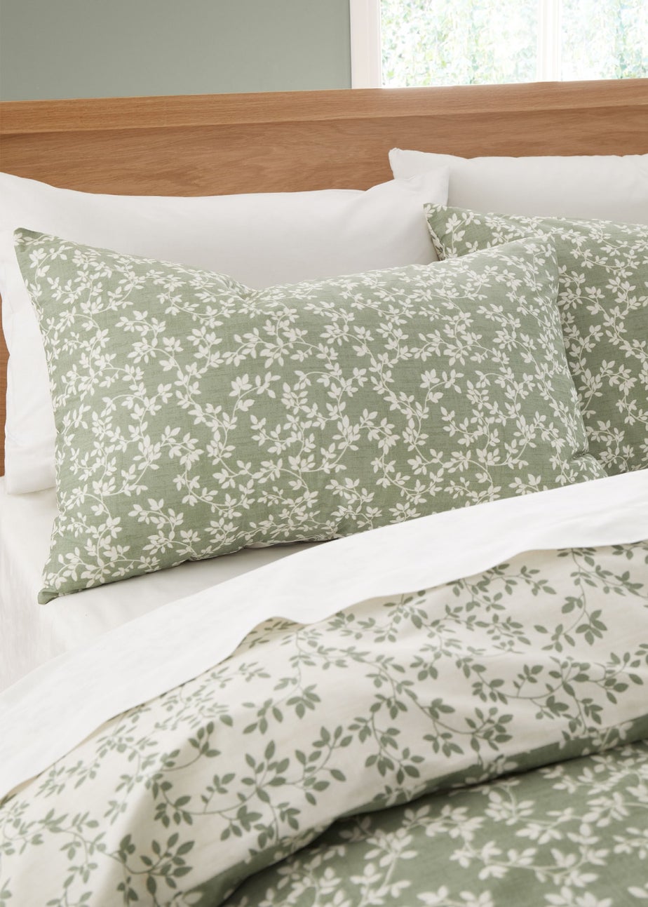 Bianca Fine Linens Shadow Leaves 200 Thread Count Cotton Reversible Duvet Cover Set