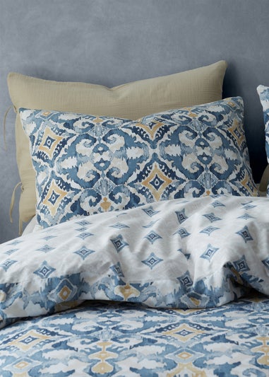 Pineapple Elephant Inara Ikat Reversible Double Duvet Cover Set Indigo Blue