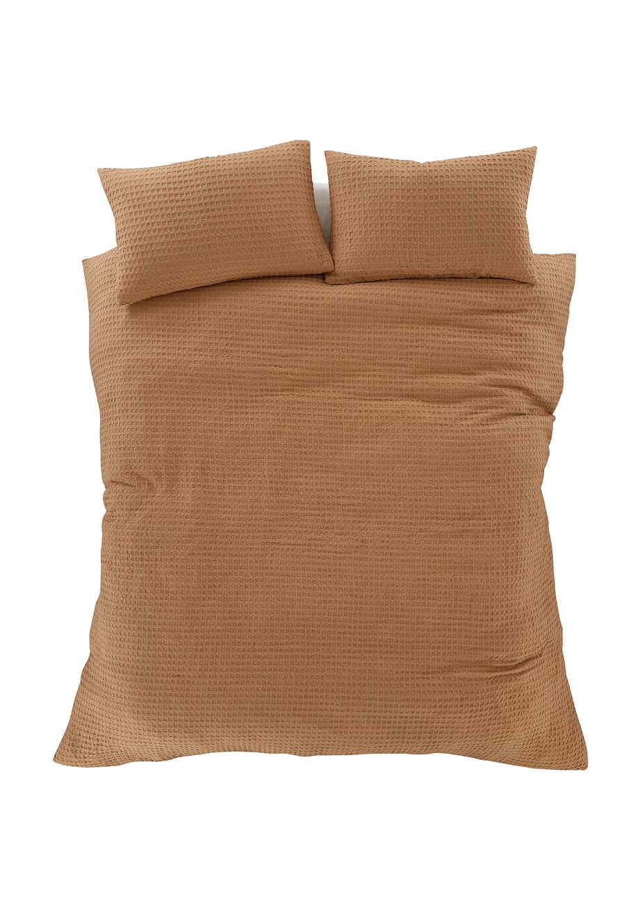 Pineapple Elephant Muscat Waffle Duvet Cover Set Caramel